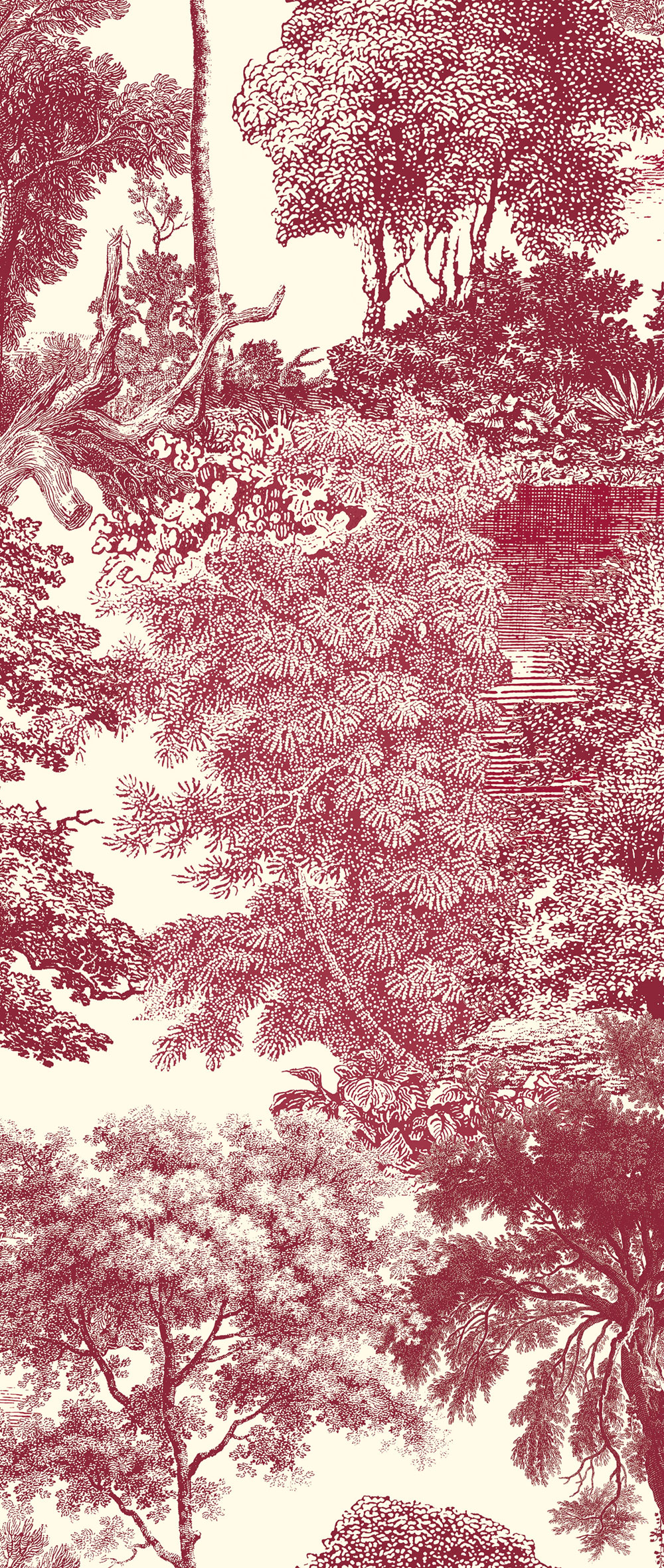 Mural wallpaper, red, forest, trees, DGSAL1054-300, Amazone, Masureel