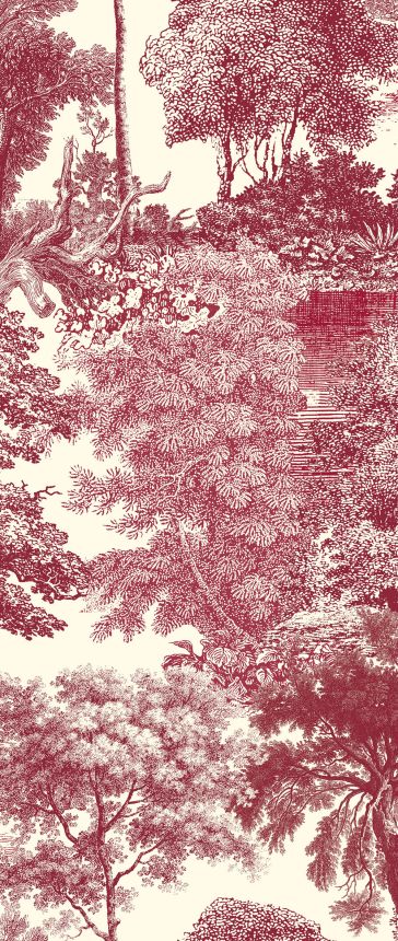 Mural wallpaper, red, forest, trees, DGSAL1054-300, Amazone, Masureel