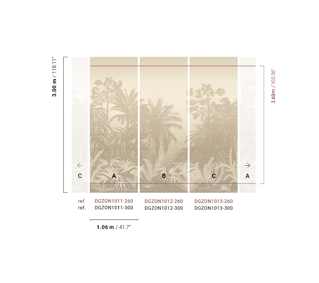 Mural wallpaper, grey-beige, palms, DGZON1011-300, Amazone, Masureel