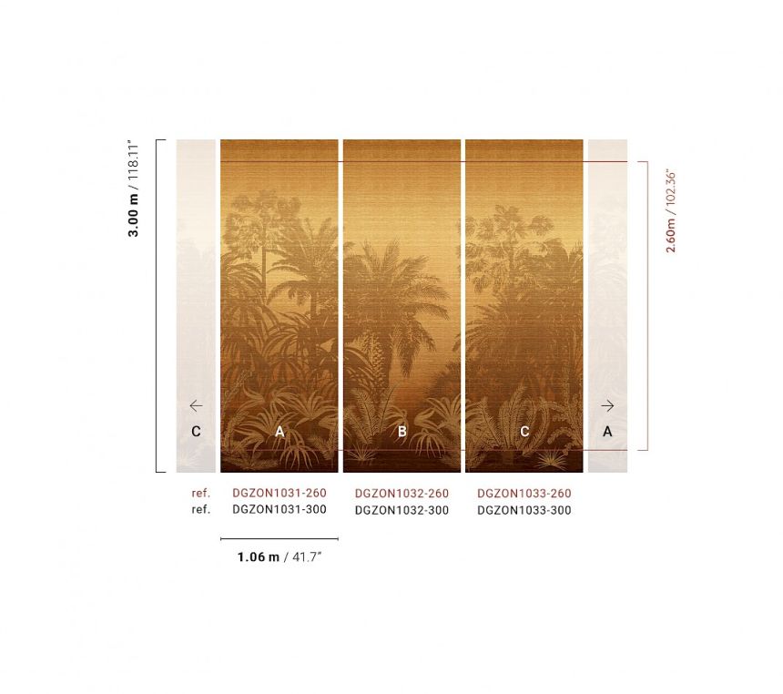 Mural wallpaper, brown, palms, DGZON1032-260, Amazone, Masureel