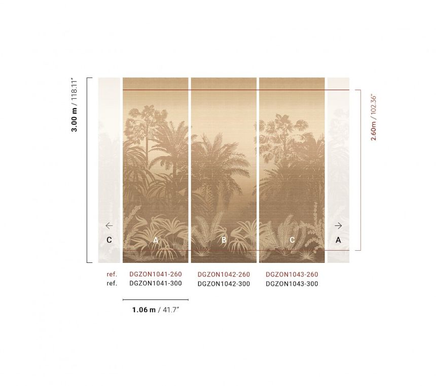 Mural wallpaper, brown-beige, palms, DGZON1042-260, Amazone, Masureel