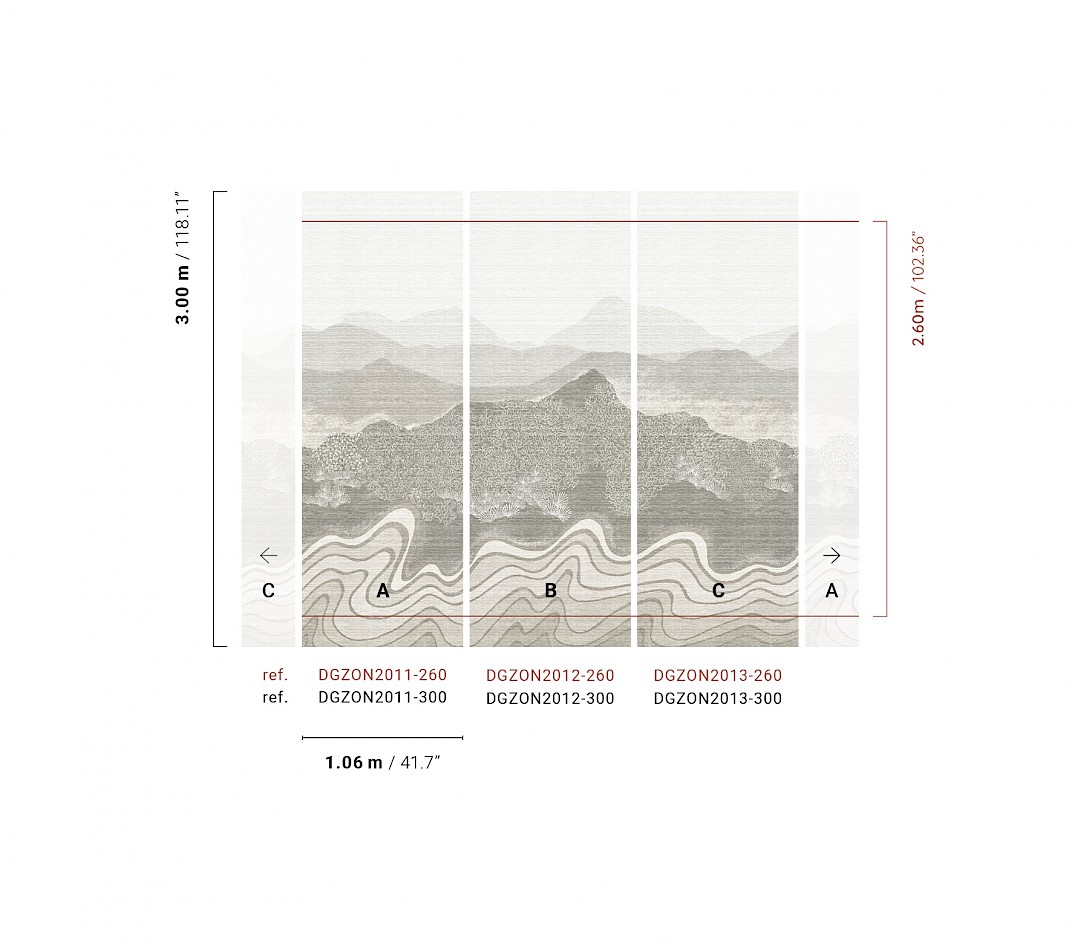 Mural wallpaper, grey, mountain landscape, DGZON2011-300, Amazone, Masureel