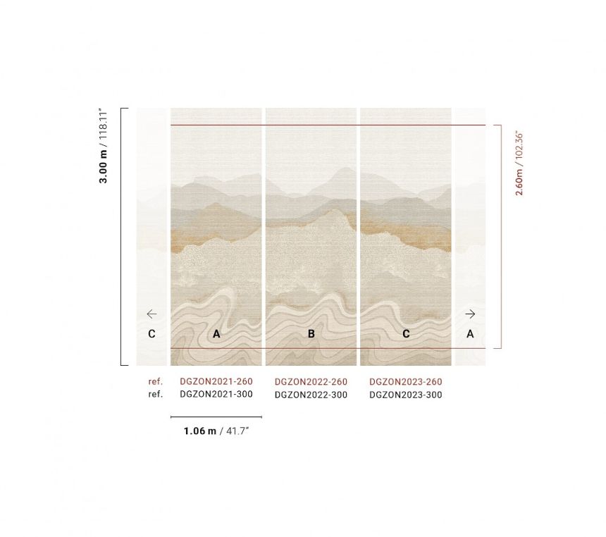 Mural wallpaper, grey-beige, mountain landscape, DGZON2022-260, Amazone, Masureel