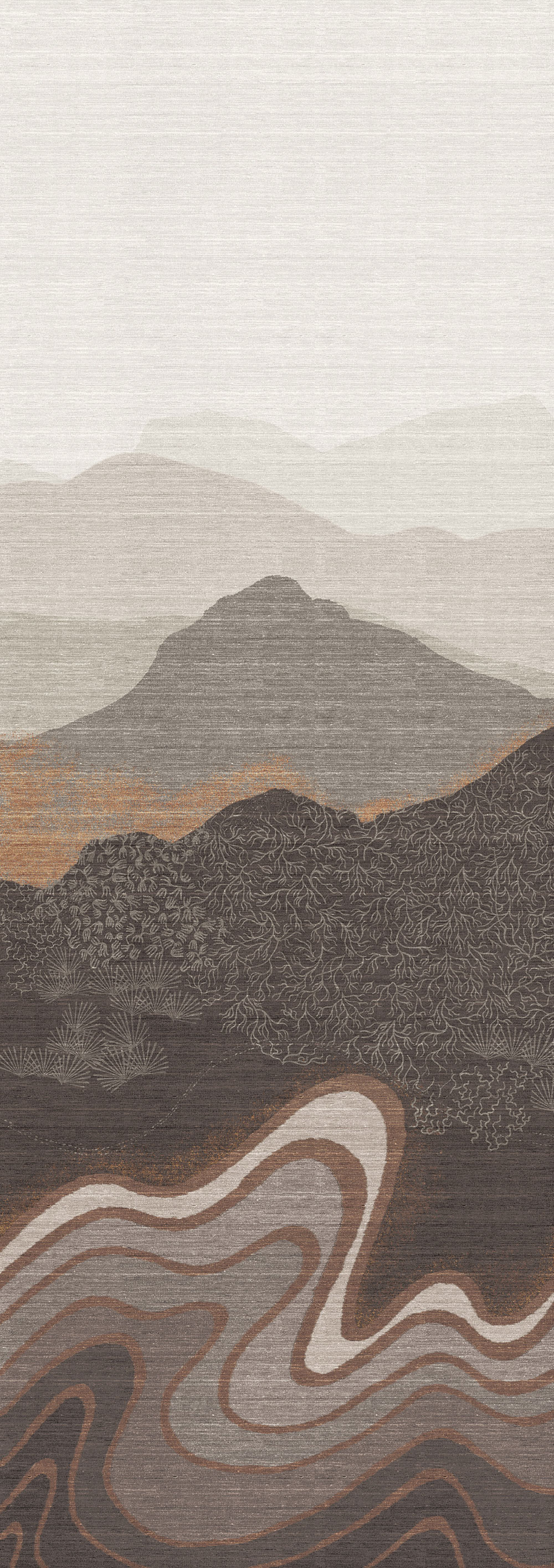 Mural wallpaper, brown-grey, mountain landscape, DGZON2031-260, Amazone, Masureel
