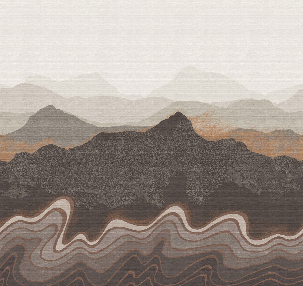 Mural wallpaper, brown-grey, mountain landscape, DGZON2033-300, Amazone, Masureel