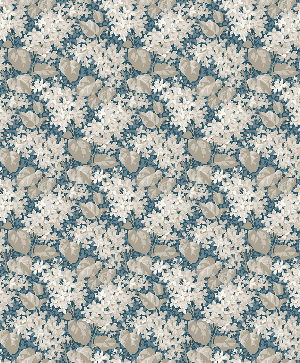 Wallpaper, blue, flowers, leaves, 4162, Alla Tiders Hus, Borastapeter