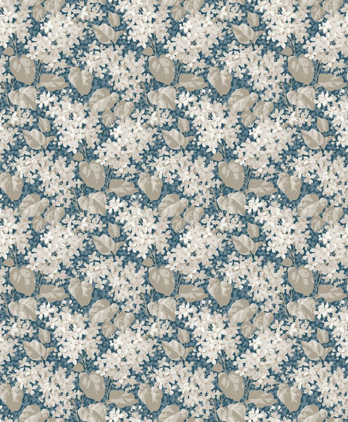 Wallpaper, blue, flowers, leaves, 4162, Alla Tiders Hus, Borastapeter