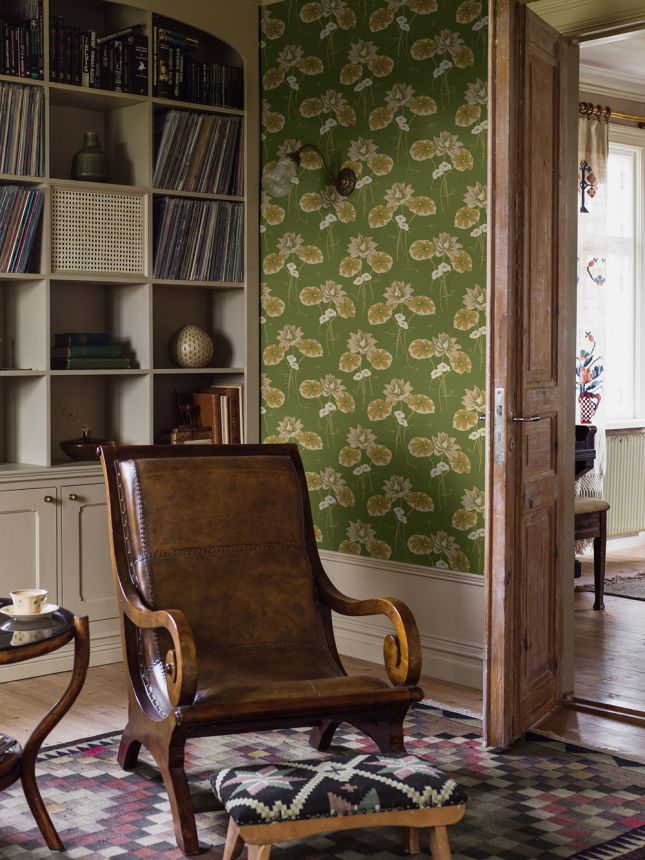 Wallpaper, green, flowers, water lilies, 4167, Alla Tiders Hus, Borastapeter