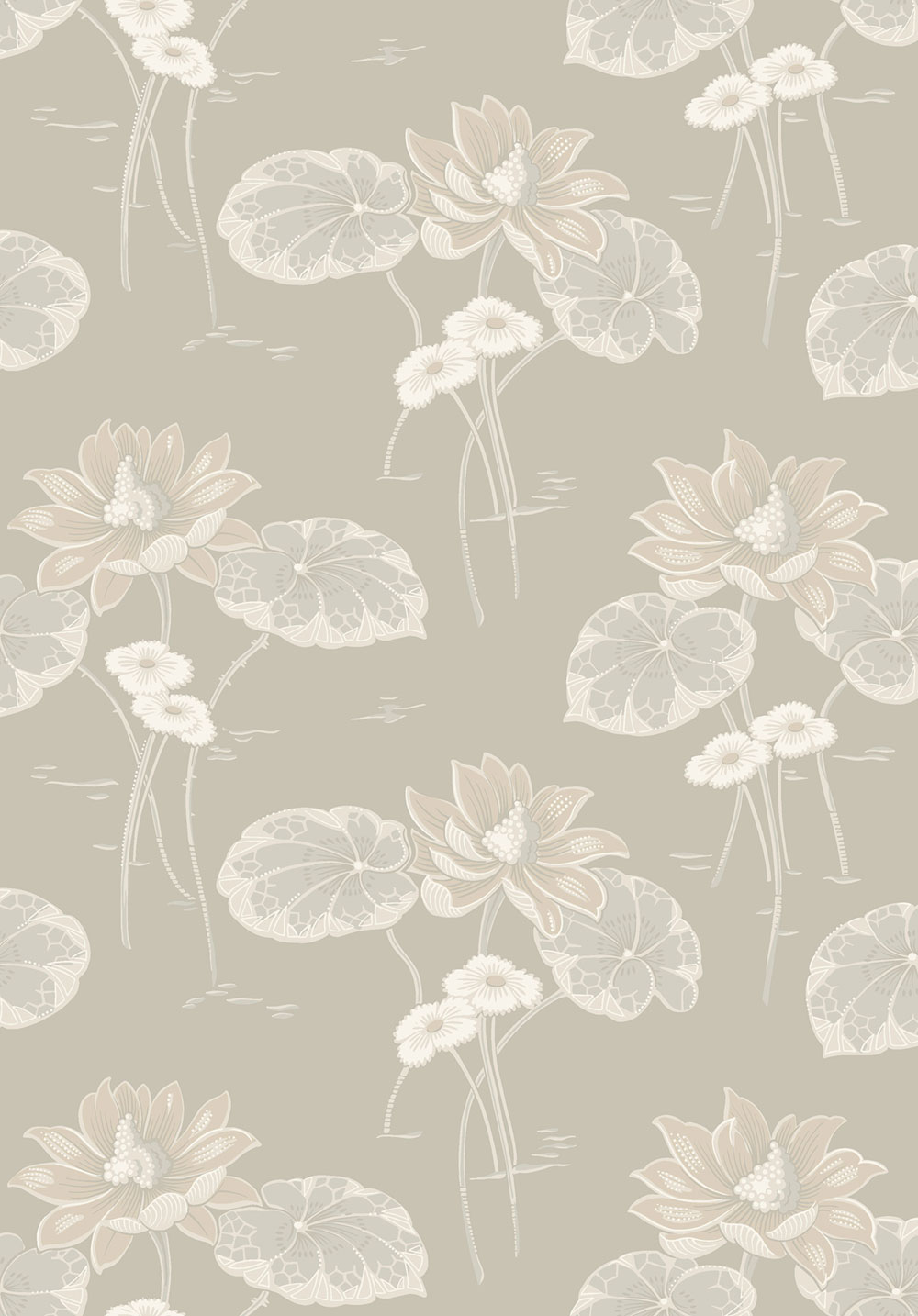 Wallpaper, grey, flowers, water lilies, 4169, Alla Tiders Hus, Borastapeter
