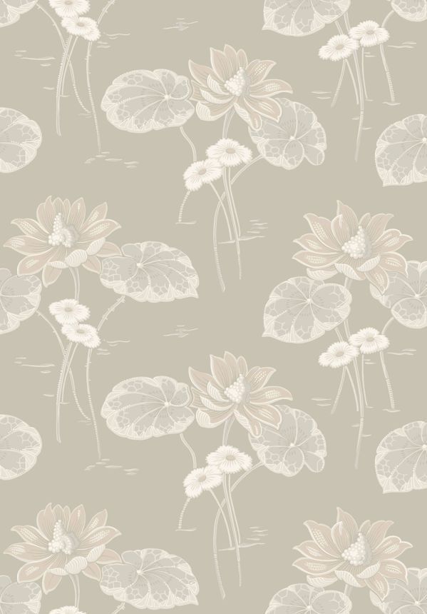 Wallpaper, grey, flowers, water lilies, 4169, Alla Tiders Hus, Borastapeter