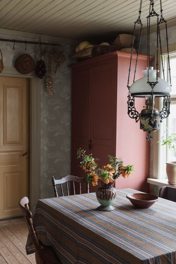 Wallpaper, grey, flowers, water lilies, 4169, Alla Tiders Hus, Borastapeter