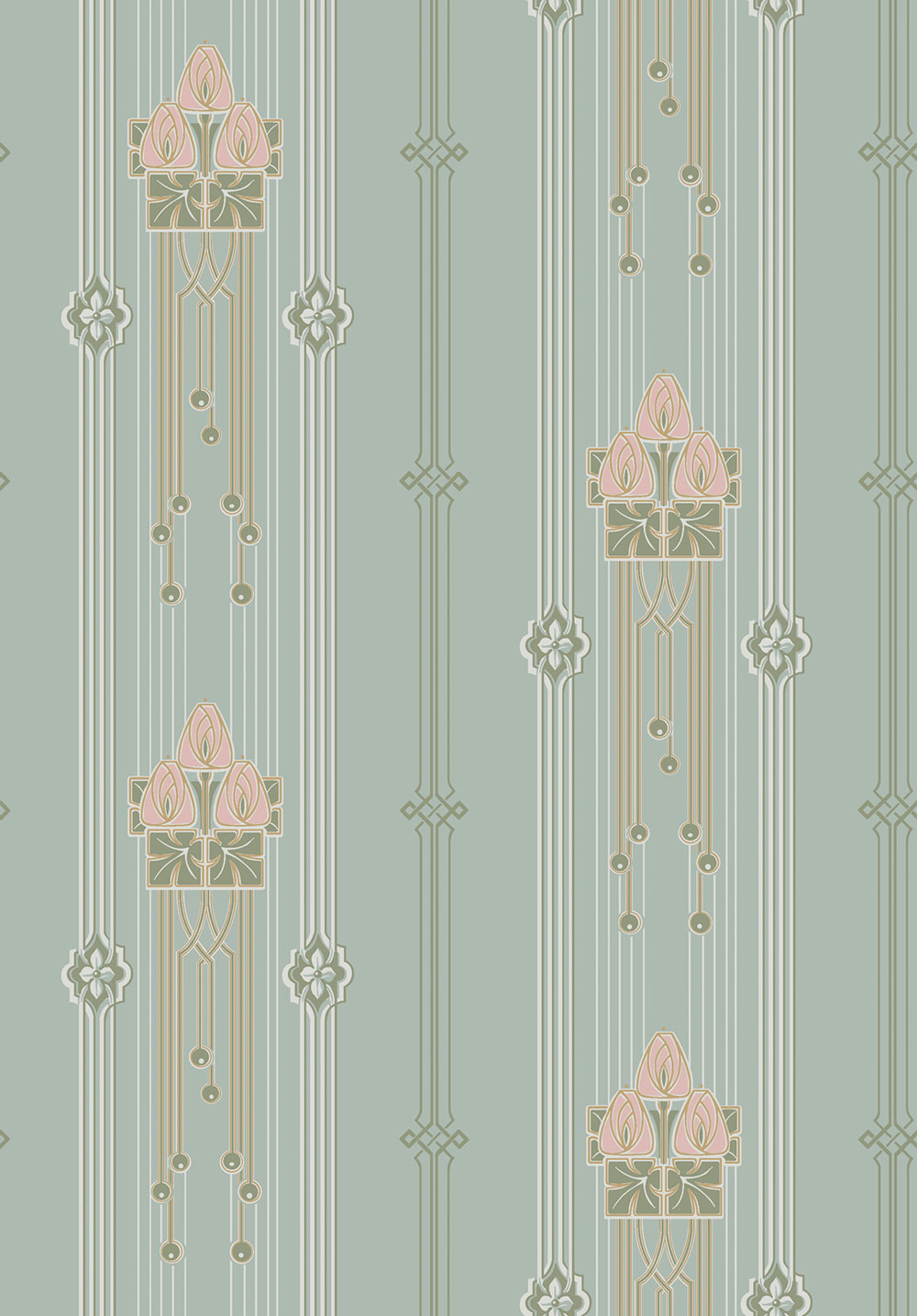 Wallpaper, turquoise, Art Nouveau pattern, 4170, Alla Tiders Hus, Borastapeter