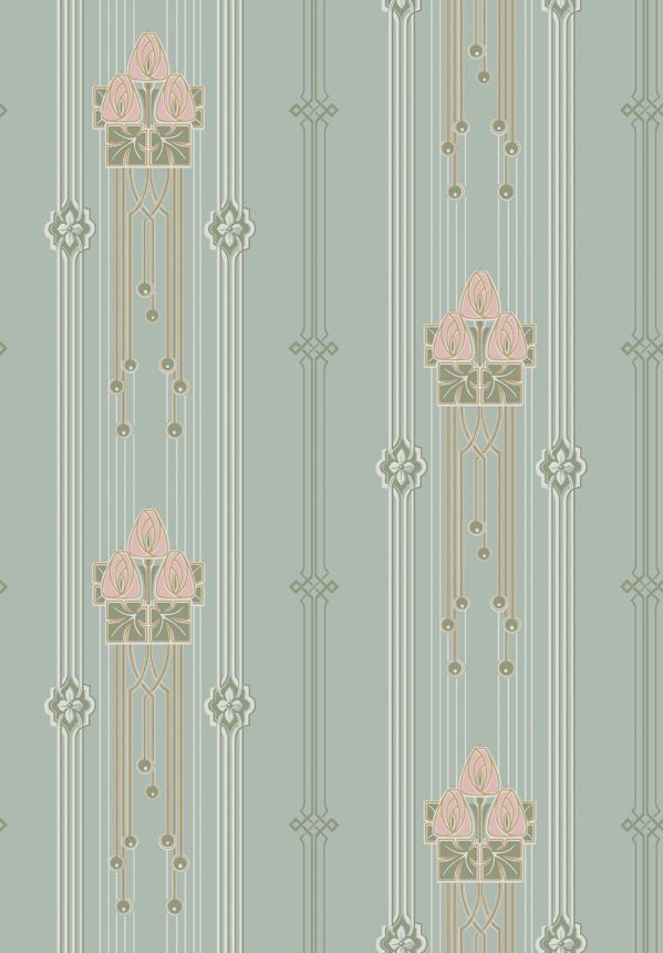 Wallpaper, turquoise, Art Nouveau pattern, 4170, Alla Tiders Hus, Borastapeter