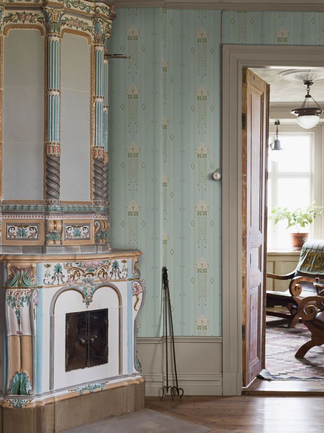Wallpaper, turquoise, Art Nouveau pattern, 4170, Alla Tiders Hus, Borastapeter
