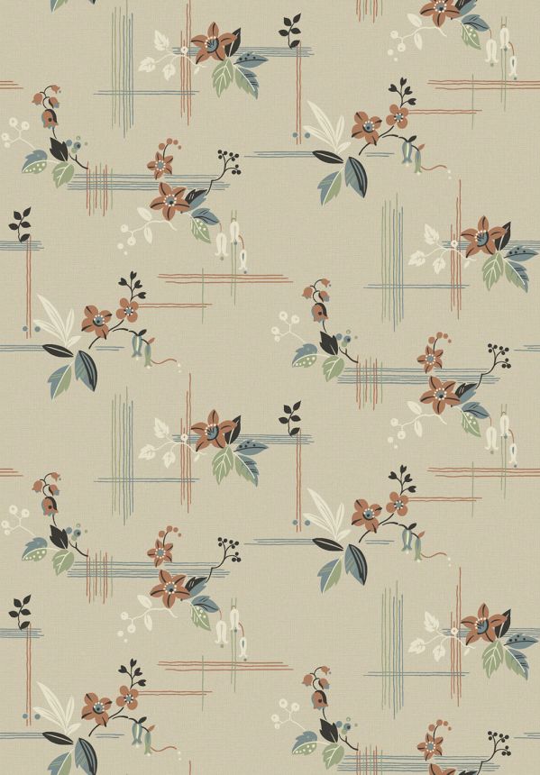 Wallpaper, beige, flowers, 4172, Alla Tiders Hus, Borastapeter