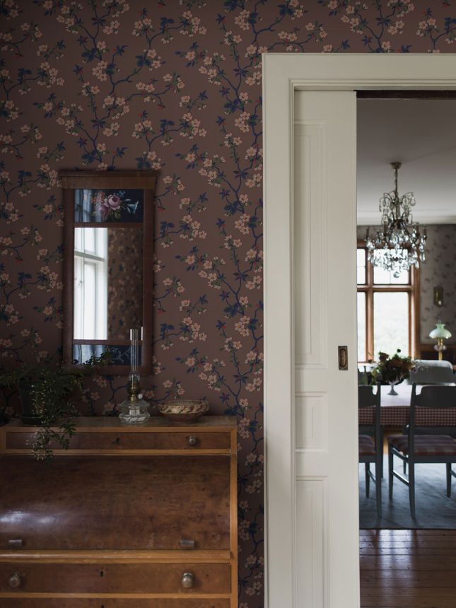 Wallpaper, brown, branches, flowers, 4174, Alla Tiders Hus, Borastapeter