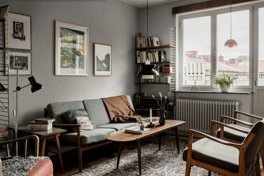 Wallpaper, grey, wavy lines, 4178, Alla Tiders Hus, Borastapeter