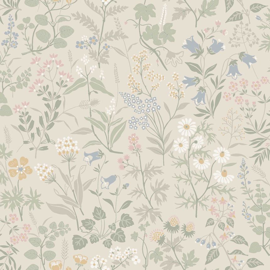 Beige wallpaper, meadow flowers, 4179, Alla Tiders Hus, Icons, Borastapeter