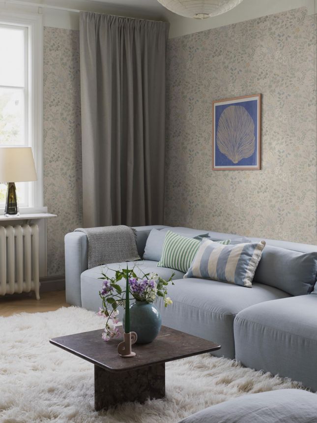 Beige wallpaper, meadow flowers, 4179, Alla Tiders Hus, Icons, Borastapeter
