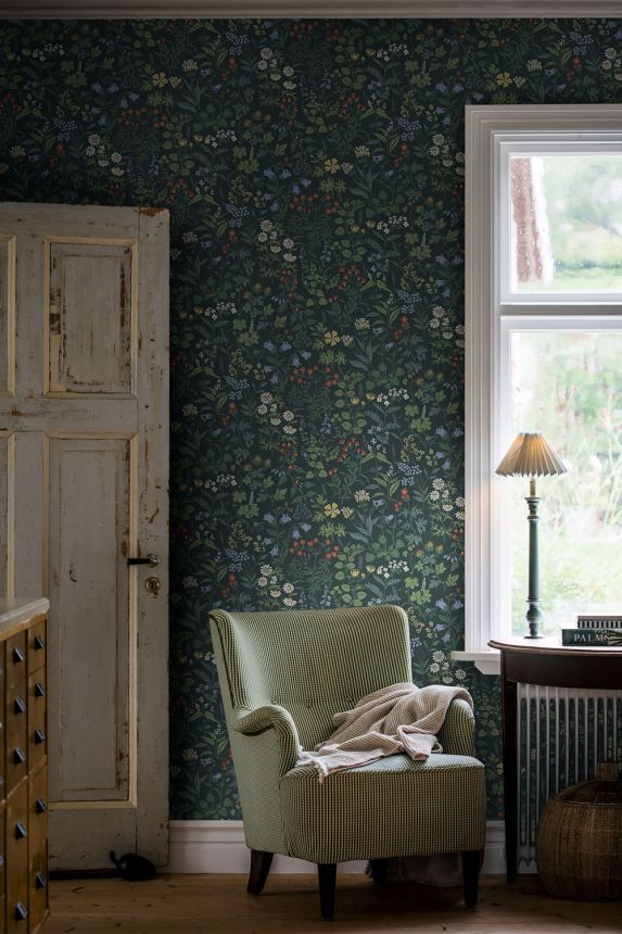 Blue wallpaper, meadow flowers, 4181, Alla Tiders Hus, Icons, Borastapeter