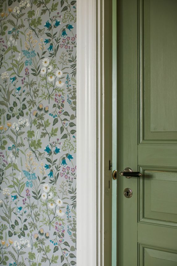 Wallpaper, grey, meadow flowers, 4182, Alla Tiders Hus, Borastapeter