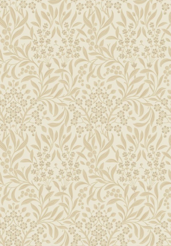 Wallpaper, cream, flowers, leaves, 4185, Alla Tiders Hus, Borastapeter