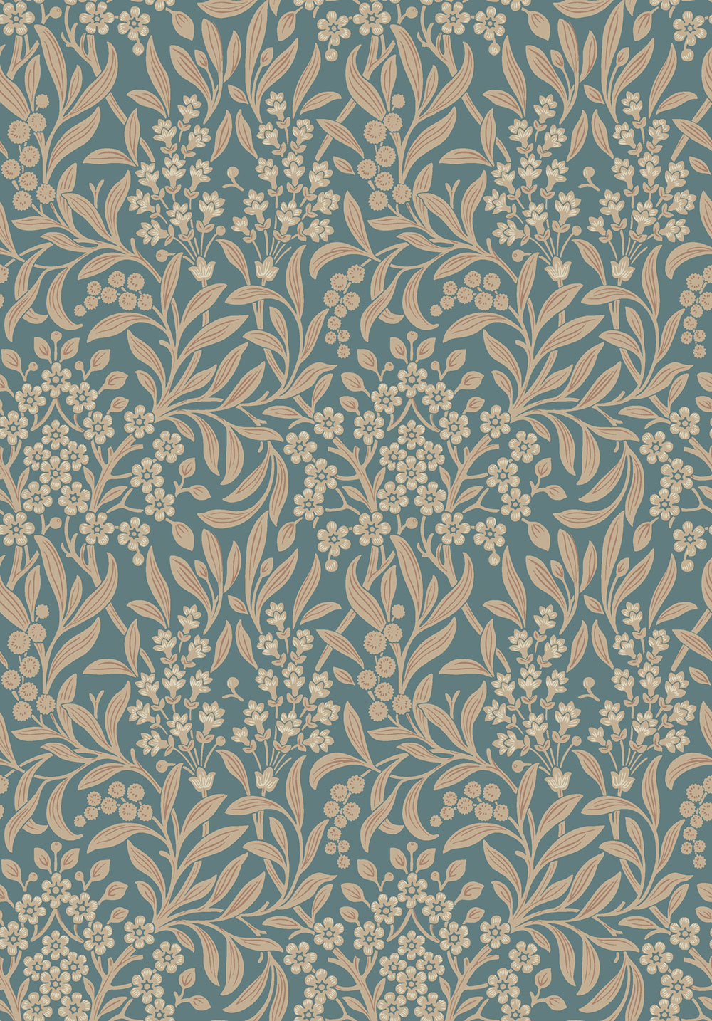 Wallpaper, blue, flowers, leaves, 4187, Alla Tiders Hus, Borastapeter