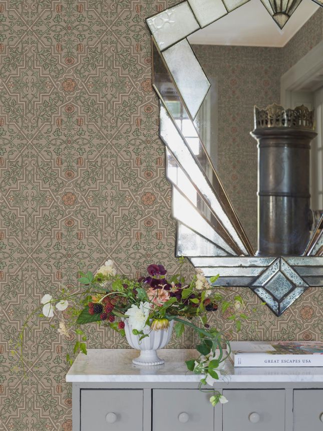 Beige wallpaper, flowers, 4501, Icons, Borastapeter