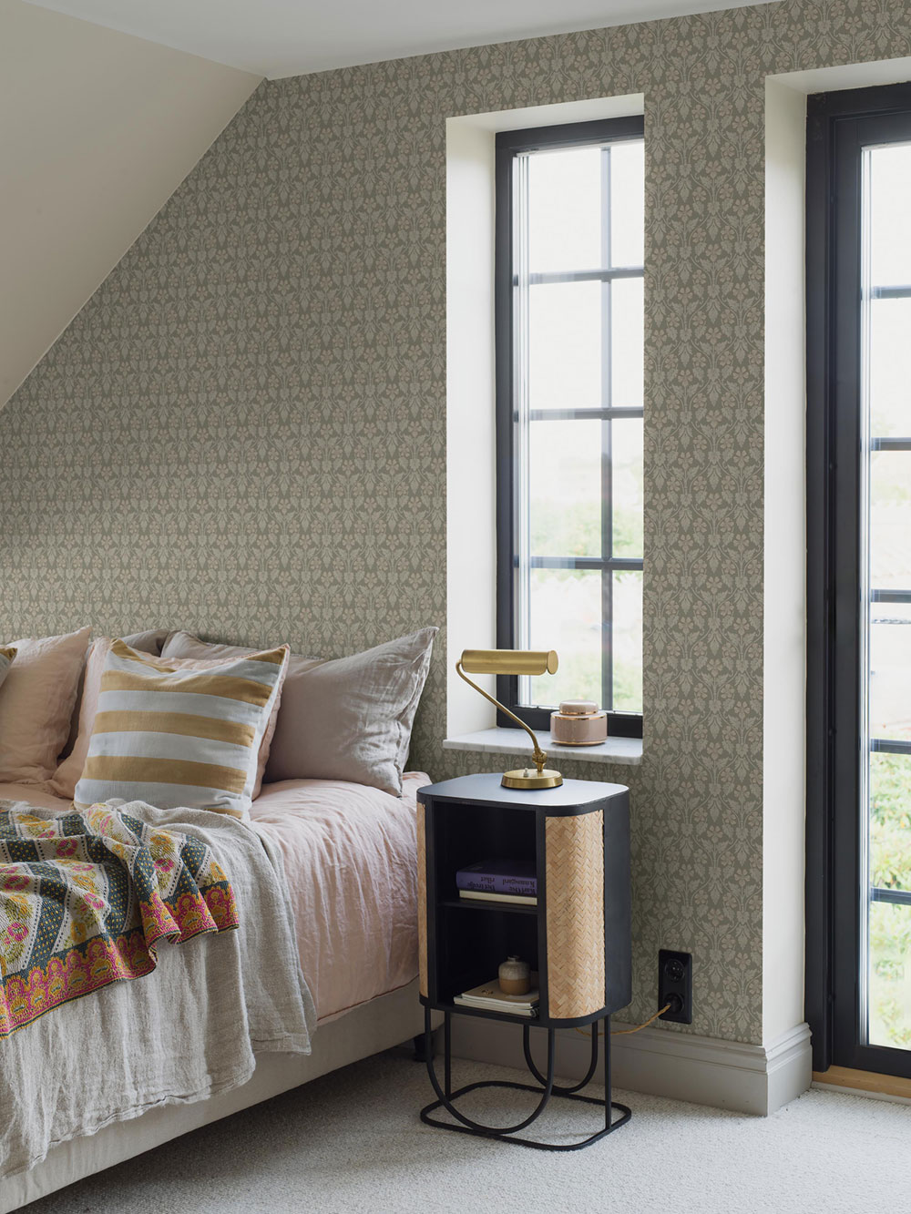 Grey-green wallpaper, flowers, 4586, Icons, Borastapeter