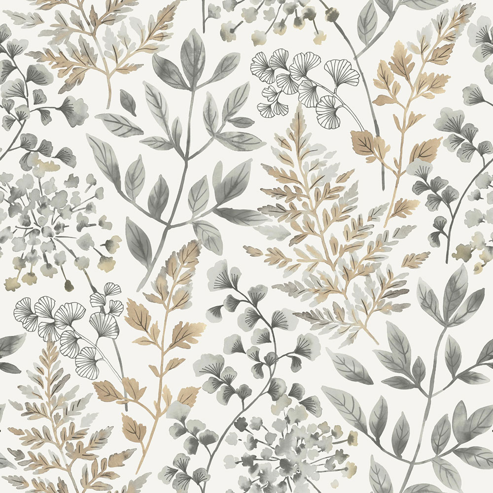Wallpaper, grey-brown, leaves, 38726, Borosan Hem, Boråstapeter