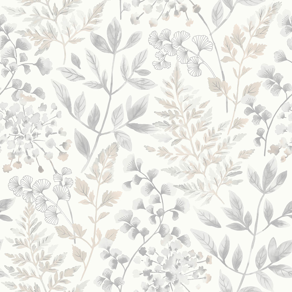 Wallpaper, grey-beige, leaves, 38727, Borosan Hem, Boråstapeter