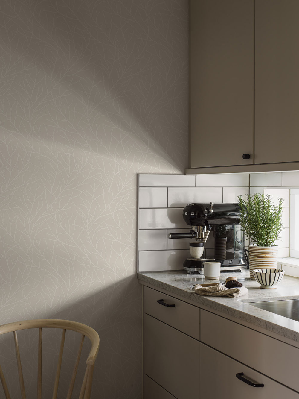 Wallpaper, beige, twigs, 38728, Borosan Hem, Boråstapeter