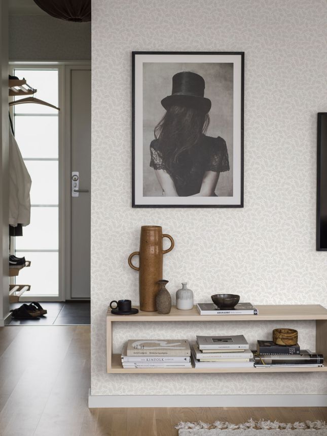 Wallpaper, white-grey, leaves, 38732, Borosan Hem, Boråstapeter