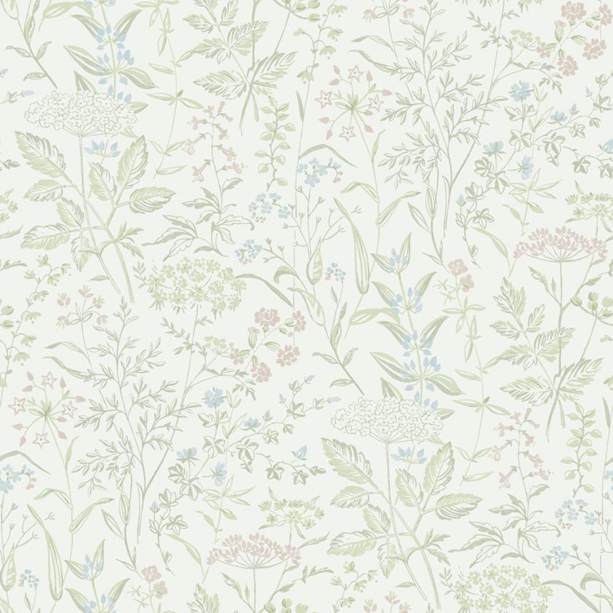Wallpaper, green, flowers, grasses, 38734, Borosan Hem, Boråstapeter