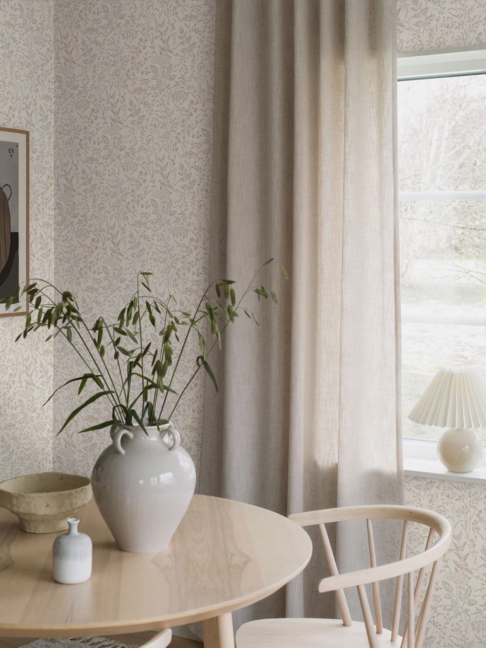 Wallpaper, beige, flowers, grasses, 38735, Borosan Hem, Boråstapeter