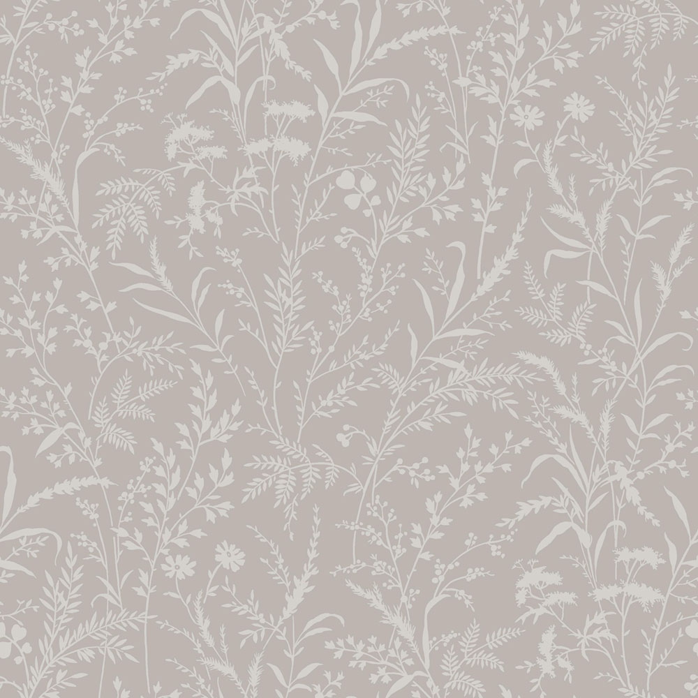 Wallpaper, grey-brown, flowers, grasses, 38738, Borosan Hem, Boråstapeter