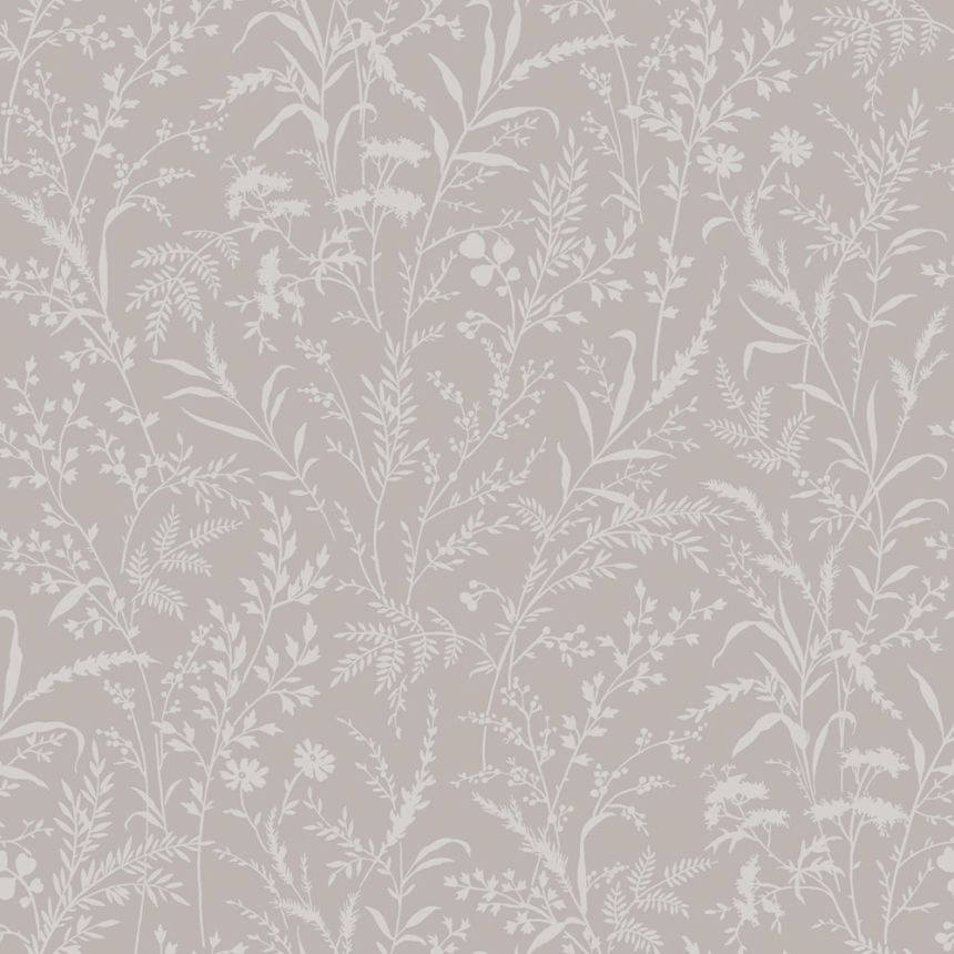 Wallpaper, grey-brown, flowers, grasses, 38738, Borosan Hem, Boråstapeter