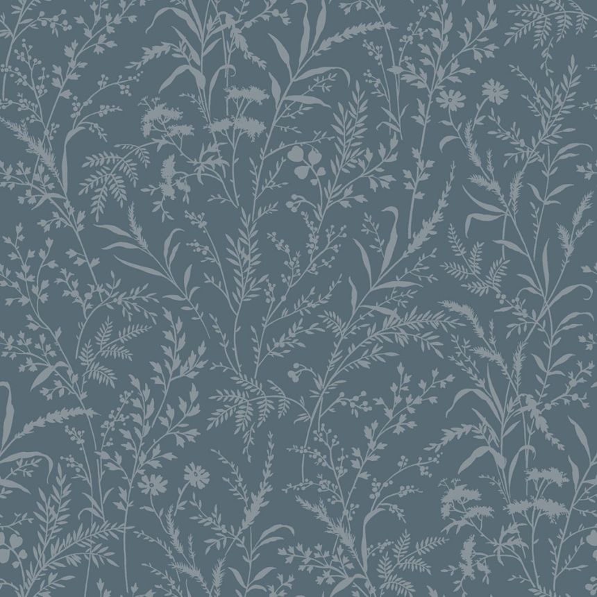 Wallpaper, blue, flowers, grasses, 38739, Borosan Hem, Boråstapeter