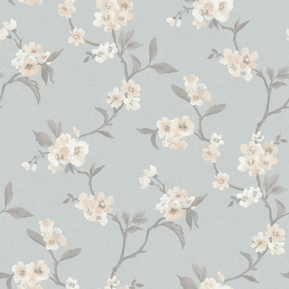 Wallpaper, blue, blooming twigs, 38750, Borosan Hem, Boråstapeter
