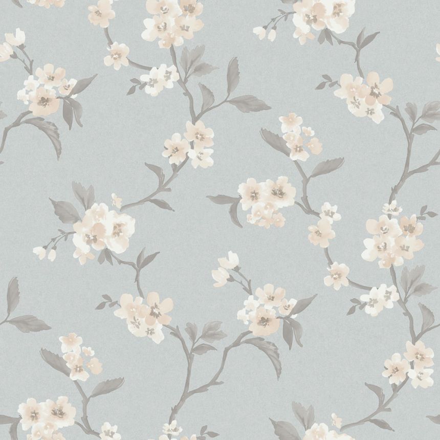 Wallpaper, blue, blooming twigs, 38750, Borosan Hem, Boråstapeter