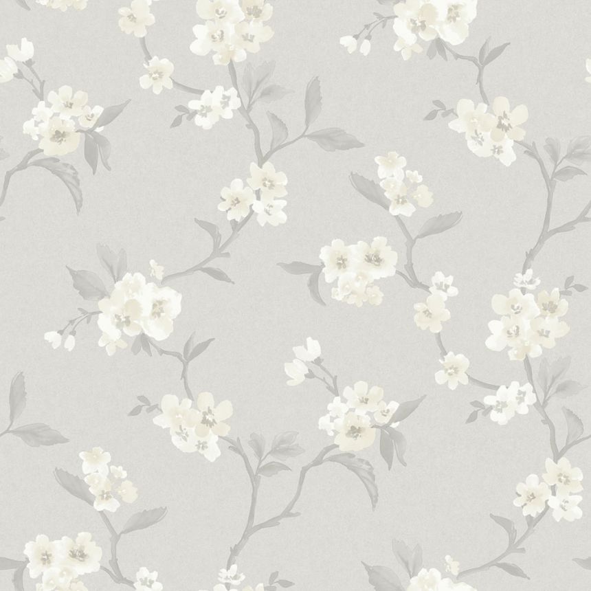 Wallpaper, grey, blooming twigs, 38751, Borosan Hem, Boråstapeter