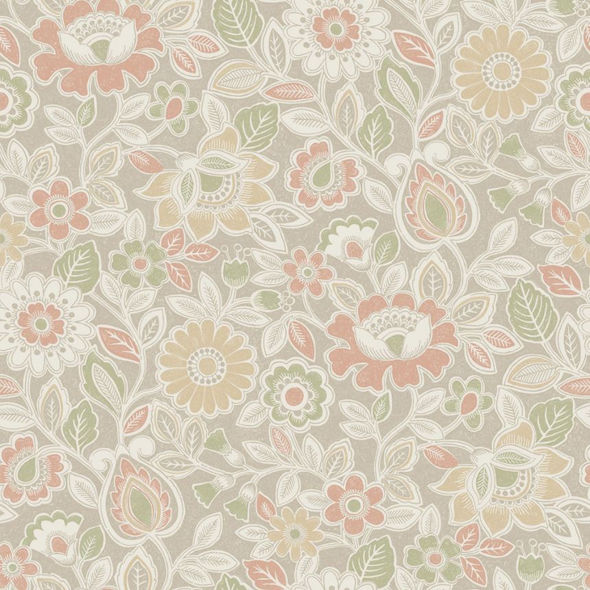 Wallpaper, beige, flowers, 38761, Borosan Hem, Boråstapeter