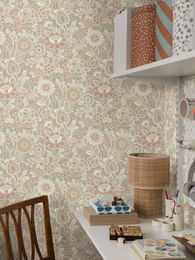 Wallpaper, beige, flowers, 38761, Borosan Hem, Boråstapeter