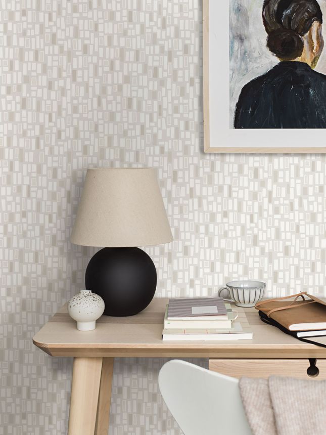 Geometric wallpaper, grey-beige, 38763, Borosan Hem, Boråstapeter