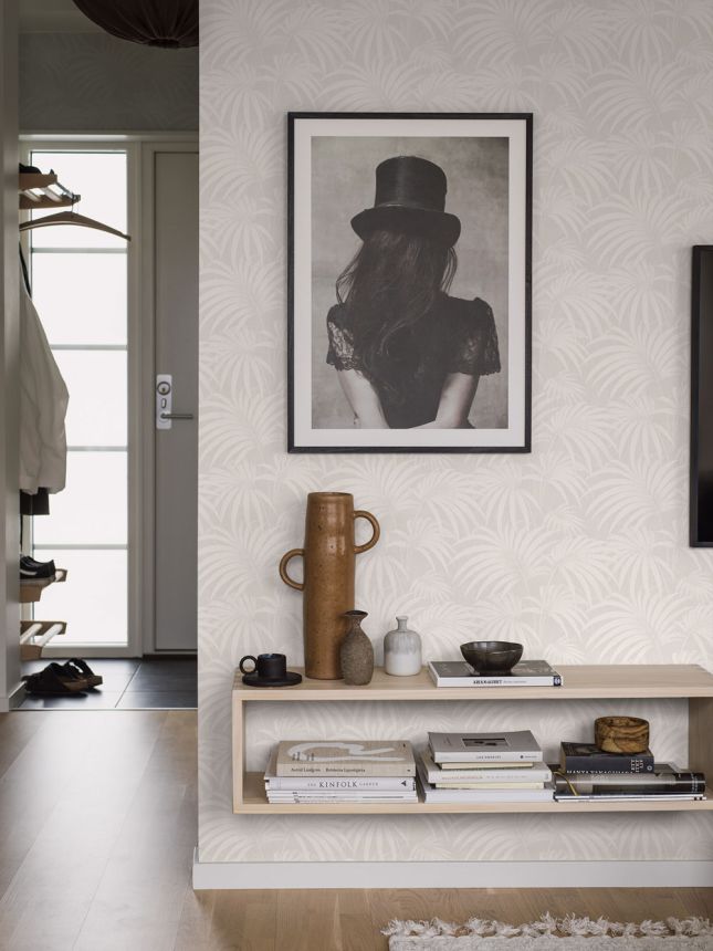 Wallpaper, grey, palm leaves, 38768, Borosan Hem, Boråstapeter