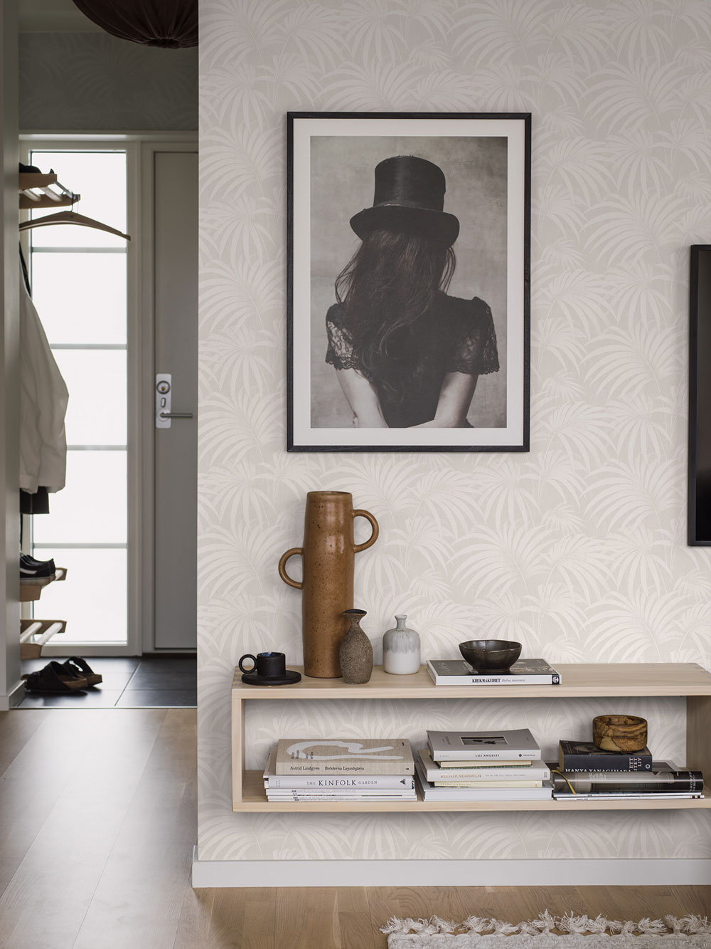 Wallpaper, grey, palm leaves, 38768, Borosan Hem, Boråstapeter