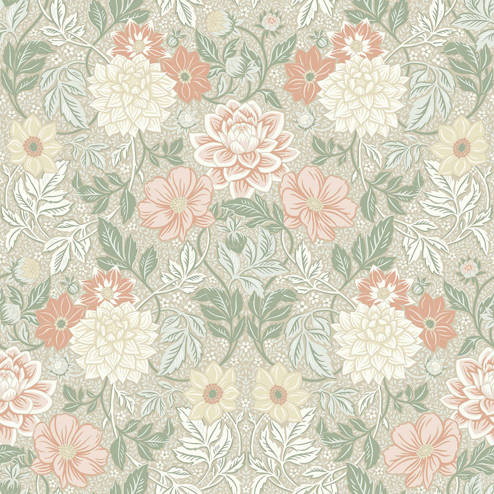 Beige wallpaper, flowers, 7665, Icons, Borastapeter