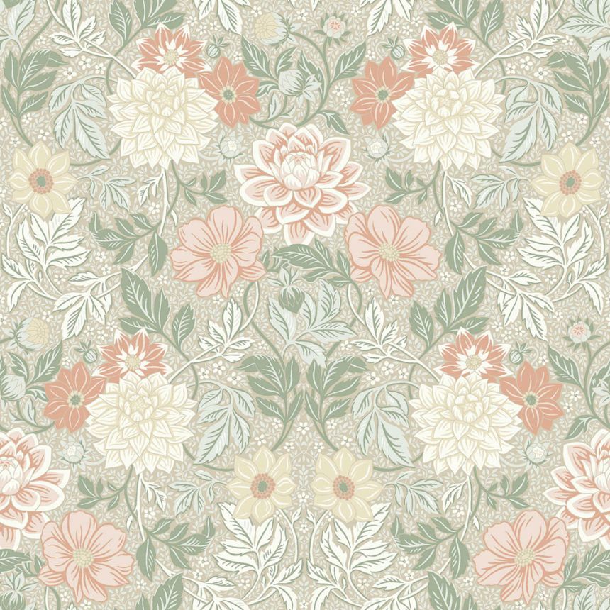 Beige wallpaper, flowers, 7665, Icons, Borastapeter