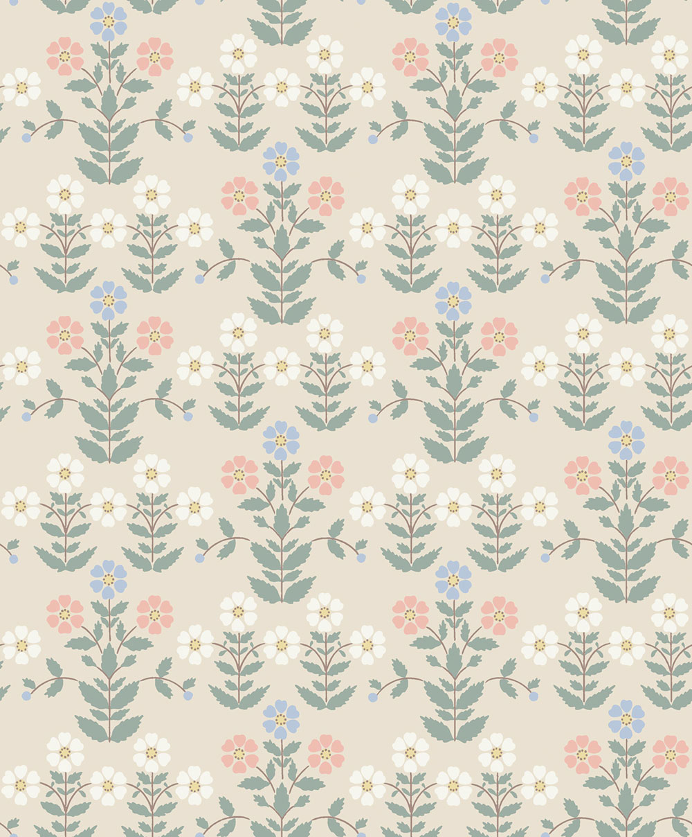 Wallpaper, cream, flowers, 4812, New Heritage, Borastapeter