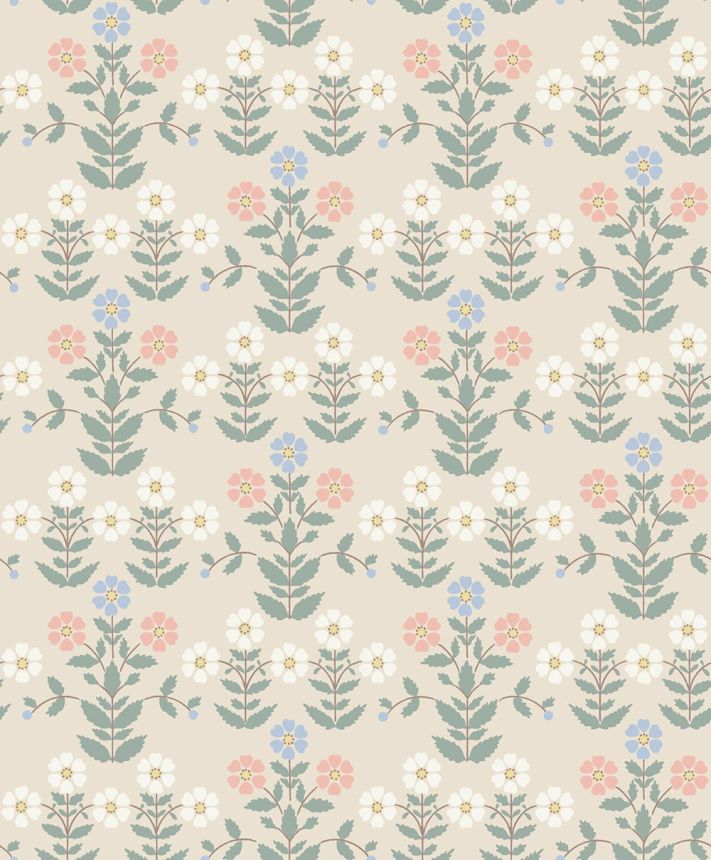Wallpaper, cream, flowers, 4812, New Heritage, Borastapeter